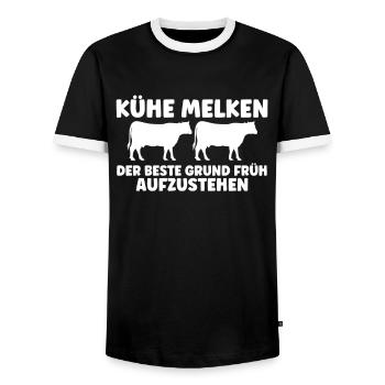 Kühe Rinderzüchter Kuh Geschenk - Männer Kontrast-T-Shirt - Schwarz/Weiß - Vorne - AI Model Female 172 light (172cm) & AI Model Male 178 light (178cm)