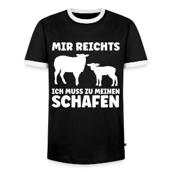 Schaf Schäfer Schafzüchter Geschenk - Männer Kontrast-T-Shirt - Schwarz/Weiß - Vorne - AI Model Female 172 light (172cm) & AI Model Male 178 light (178cm)