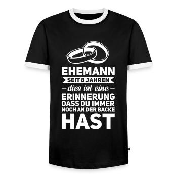 8 Jahre Ehe Ehemann 8. Hochzeitstag Geschenk - Männer Kontrast-T-Shirt - Schwarz/Weiß - Vorne - AI Model Female 172 light (172cm) & AI Model Male 178 light (178cm)