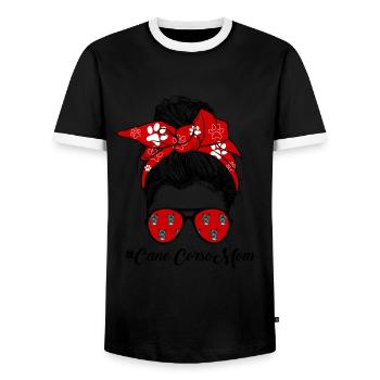 Cane Corso Mama Messy Bun Cane Corso - T-shirt contrasté Homme - noir/blanc - Devant - AI Model Female 172 light (172cm) & AI Model Male 178 light (178cm)