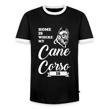 Cane Corso Cane Corso Cadeau - T-shirt contrasté Homme - noir/blanc - Devant - AI Model Female 172 light (172cm) & AI Model Male 178 light (178cm)