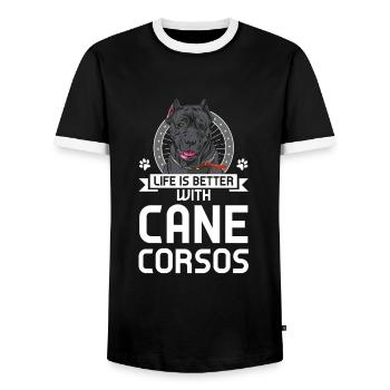 Cane Corso Cane Corso Cadeau - T-shirt contrasté Homme - noir/blanc - Devant - AI Model Female 172 light (172cm) & AI Model Male 178 light (178cm)