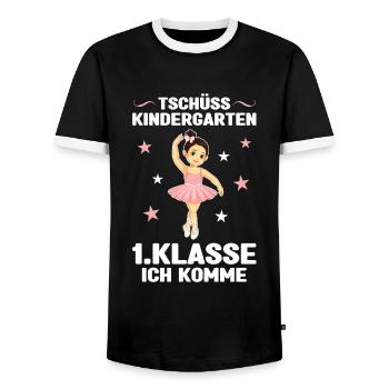 1.Klasse Ballerina Schulkind Geschenk - Männer Kontrast-T-Shirt - Schwarz/Weiß - Vorne - AI Model Female 172 light (172cm) & AI Model Male 178 light (178cm)