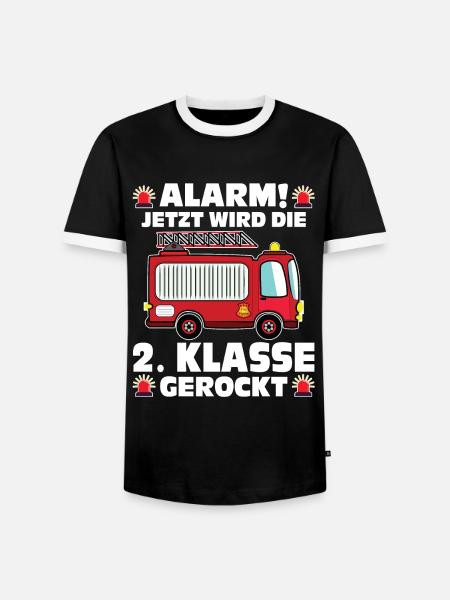 2.Klasse Feuerwehr Grundschule Geschenk - Männer Kontrast-T-Shirt - Schwarz/Weiß
