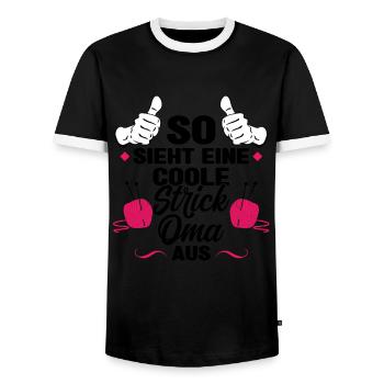 Stricken Oma Stricknadeln Geschenk - Männer Kontrast-T-Shirt - Schwarz/Weiß - Vorne - AI Model Female 172 light (172cm) & AI Model Male 178 light (178cm)