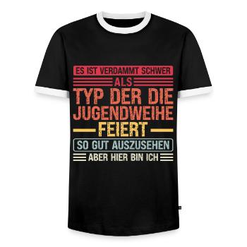 Jugendweihe Feier Jugend Geschenk - Männer Kontrast-T-Shirt - Schwarz/Weiß - Vorne - AI Model Female 172 light (172cm) & AI Model Male 178 light (178cm)