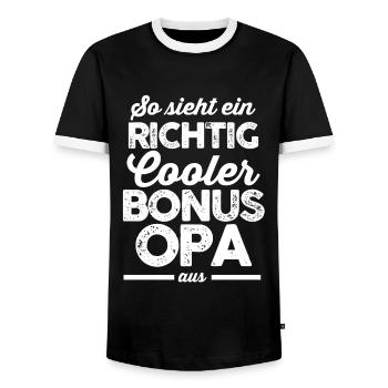 Bonus Opa Familie Stiefopa Geschenk - Männer Kontrast-T-Shirt - Schwarz/Weiß - Vorne - AI Model Female 172 light (172cm) & AI Model Male 178 light (178cm)