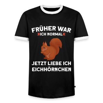 Eichhörnchen Tier Eichhörnchenliebhaber Geschenk - Männer Kontrast-T-Shirt - Schwarz/Weiß - Vorne - AI Model Female 172 light (172cm) & AI Model Male 178 light (178cm)