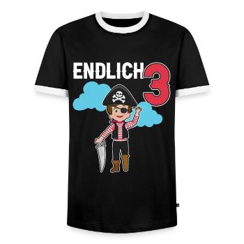 3.Geburtstag Pirat Piraten Geschenk - Männer Kontrast-T-Shirt - Schwarz/Weiß - Vorne - AI Model Female 172 light (172cm) & AI Model Male 178 light (178cm)