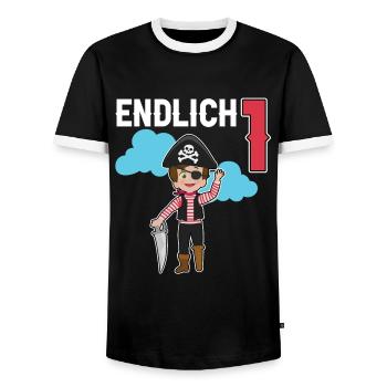 1.Geburtstag Pirat Piraten Geschenk - Männer Kontrast-T-Shirt - Schwarz/Weiß - Vorne - AI Model Female 172 light (172cm) & AI Model Male 178 light (178cm)