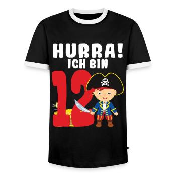 13.Geburtstag Pirat Piraten Geschenk - Männer Kontrast-T-Shirt - Schwarz/Weiß - Vorne - AI Model Female 172 light (172cm) & AI Model Male 178 light (178cm)
