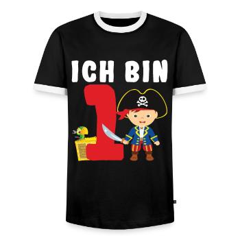 1.Geburtstag Pirat Piraten Geschenk - Männer Kontrast-T-Shirt - Schwarz/Weiß - Vorne - AI Model Female 172 light (172cm) & AI Model Male 178 light (178cm)