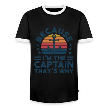 Kapitän Kapitäne Bootfahren Geschenk - Männer Kontrast-T-Shirt - Schwarz/Weiß - Vorne - AI Model Female 172 light (172cm) & AI Model Male 178 light (178cm)