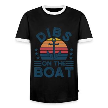 Capitaine Capitaine Cadeau de navigation de plaisance - T-shirt contrasté Homme - noir/blanc - Devant - AI Model Female 172 light (172cm) & AI Model Male 178 light (178cm)
