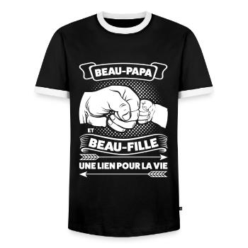Beau-Père & Beau-Fille Beau-Père Geschenk - Männer Kontrast-T-Shirt - Schwarz/Weiß - Vorne - AI Model Female 172 light (172cm) & AI Model Male 178 light (178cm)