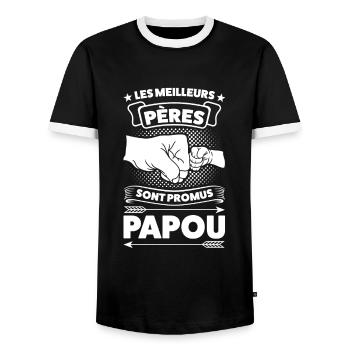 Papi Papi Famille Geschenk - Männer Kontrast-T-Shirt - Schwarz/Weiß - Vorne - AI Model Female 172 light (172cm) & AI Model Male 178 light (178cm)