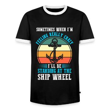 Captain Boat Captains Cadeau - T-shirt contrasté Homme - noir/blanc - Devant - AI Model Female 172 light (172cm) & AI Model Male 178 light (178cm)