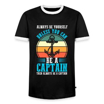 Captain Boat Captains Cadeau - T-shirt contrasté Homme - noir/blanc - Devant - AI Model Female 172 light (172cm) & AI Model Male 178 light (178cm)