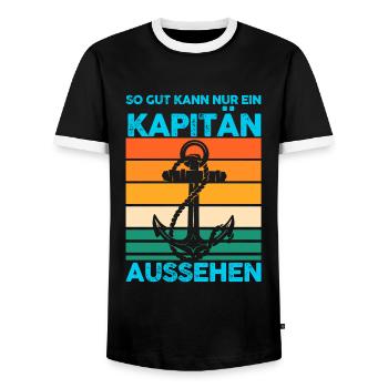 Kapitän Boot Bootfahrer Geschenk - Männer Kontrast-T-Shirt - Schwarz/Weiß - Vorne - AI Model Female 172 light (172cm) & AI Model Male 178 light (178cm)