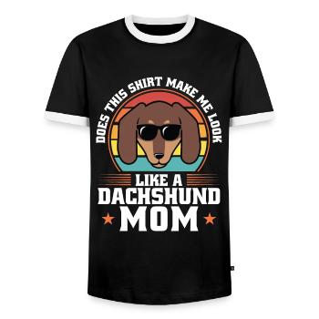 dackel Mama Dackel Haustiere Mutter Geschenk - Männer Kontrast-T-Shirt - Schwarz/Weiß - Vorne - AI Model Female 172 light (172cm) & AI Model Male 178 light (178cm)