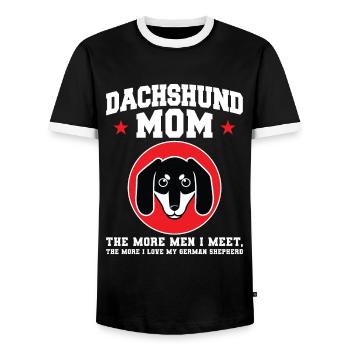 dackel Mama Dackel Haustiere Mutter Geschenk - Männer Kontrast-T-Shirt - Schwarz/Weiß - Vorne - AI Model Female 172 light (172cm) & AI Model Male 178 light (178cm)