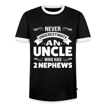 Uncle 2 Nephews Uncle 2 Nephews Gift - Men's Ringer Shirt - black/white - Front - AI Model Female 172 light (172cm) & AI Model Male 178 light (178cm)