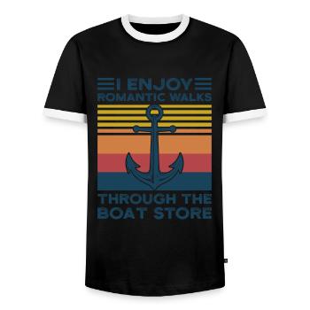 Captain Captains Boating Gift - Men's Ringer Shirt - black/white - Front - AI Model Female 172 light (172cm) & AI Model Male 178 light (178cm)