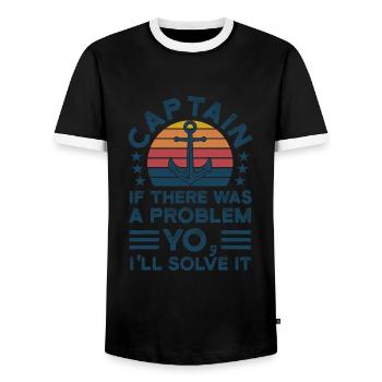 Kapitän Kapitäne Bootfahren Geschenk - Männer Kontrast-T-Shirt - Schwarz/Weiß - Vorne - AI Model Female 172 light (172cm) & AI Model Male 178 light (178cm)