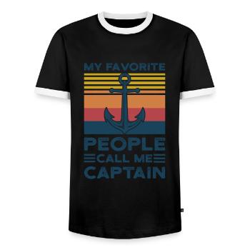 Kapitän Kapitäne Bootfahren Geschenk - Männer Kontrast-T-Shirt - Schwarz/Weiß - Vorne - AI Model Female 172 light (172cm) & AI Model Male 178 light (178cm)