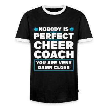 coach cheer sport cheer coach gift - Men's Ringer Shirt - black/white - Front - AI Model Female 172 light (172cm) & AI Model Male 178 light (178cm)