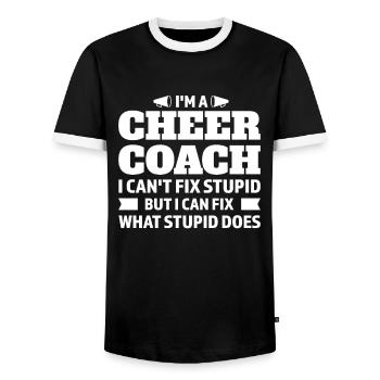 coach cheer sport cheer coach gift - Men's Ringer Shirt - black/white - Front - AI Model Female 172 light (172cm) & AI Model Male 178 light (178cm)