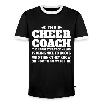 coach cheer sport cheer coach gift - Men's Ringer Shirt - black/white - Front - AI Model Female 172 light (172cm) & AI Model Male 178 light (178cm)