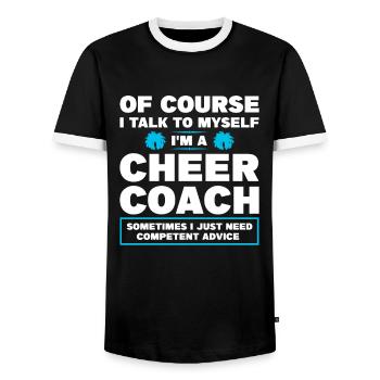 coach cheer sport cheer coach gift - Men's Ringer Shirt - black/white - Front - AI Model Female 172 light (172cm) & AI Model Male 178 light (178cm)