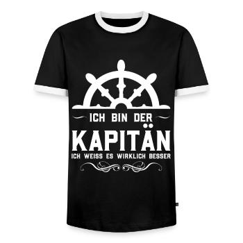 Kapitän Boot Segeln Geschenk - Männer Kontrast-T-Shirt - Schwarz/Weiß - Vorne - AI Model Female 172 light (172cm) & AI Model Male 178 light (178cm)