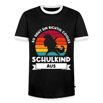 Schulkind Einhorn Schulstart Geschenk - Männer Kontrast-T-Shirt - Schwarz/Weiß - Vorne - AI Model Female 172 light (172cm) & AI Model Male 178 light (178cm)