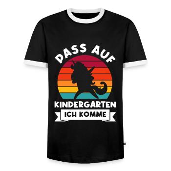 Kindergarten Einhorn Kita-Kind Geschenk - Männer Kontrast-T-Shirt - Schwarz/Weiß - Vorne - AI Model Female 172 light (172cm) & AI Model Male 178 light (178cm)