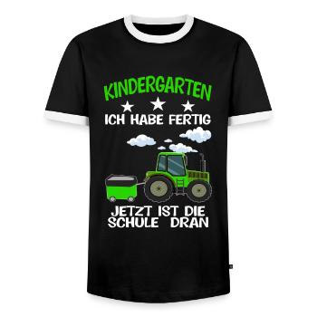 Kindergarten Traktor Kindergartenkind Geschenk - Männer Kontrast-T-Shirt - Schwarz/Weiß - Vorne - AI Model Female 172 light (172cm) & AI Model Male 178 light (178cm)