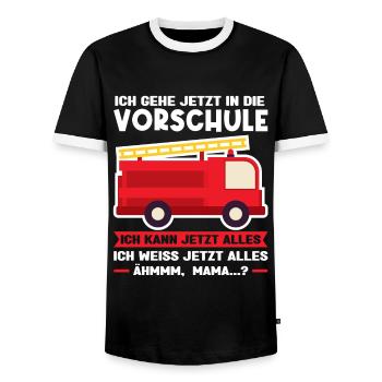 Vorschule Feuerwehr Vorschulkind Geschenk - Männer Kontrast-T-Shirt - Schwarz/Weiß - Vorne - AI Model Female 172 light (172cm) & AI Model Male 178 light (178cm)