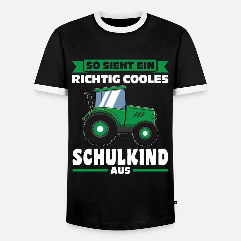 Schulkind Traktor Schulbeginn Geschenk - Männer Kontrast-T-Shirt - Schwarz/Weiß