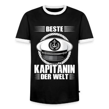 Kapitänin Boot Segeln Geschenk - Männer Kontrast-T-Shirt - Schwarz/Weiß - Vorne - AI Model Female 172 light (172cm) & AI Model Male 178 light (178cm)