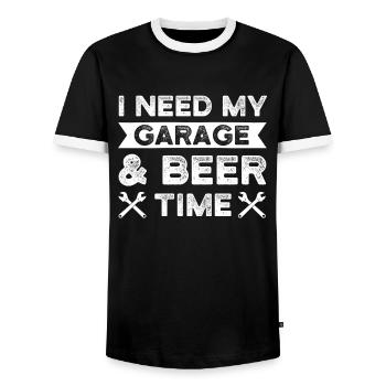 Garage Bier Autoliebhaber Geschenk - Männer Kontrast-T-Shirt - Schwarz/Weiß - Vorne - AI Model Female 172 light (172cm) & AI Model Male 178 light (178cm)