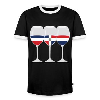 Flagge Weinglas Dominikanische Republik Geschenk - Männer Kontrast-T-Shirt - Schwarz/Weiß - Vorne - AI Model Female 172 light (172cm) & AI Model Male 178 light (178cm)
