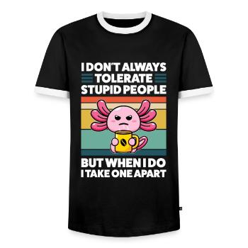 Axolotel Axolotl Lover Axolotls Gift - Men's Ringer Shirt - black/white - Front - AI Model Female 172 light (172cm) & AI Model Male 178 light (178cm)