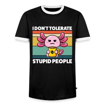 Axolotel Axolotl Lover Axolotls Gift - Men's Ringer Shirt - black/white - Front - AI Model Female 172 light (172cm) & AI Model Male 178 light (178cm)