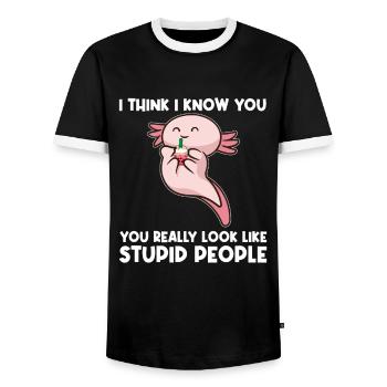 Axolotel Axolotl Lover Axolotls Gift - Men's Ringer Shirt - black/white - Front - AI Model Female 172 light (172cm) & AI Model Male 178 light (178cm)