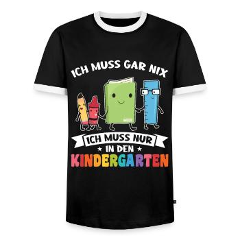 Kindergarten Anfang Kita-Anfänger Geschenk - Männer Kontrast-T-Shirt - Schwarz/Weiß - Vorne - AI Model Female 172 light (172cm) & AI Model Male 178 light (178cm)