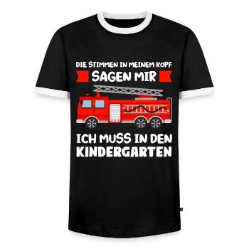 Kindergarten Feuerwehr Kita-Kind Geschenk - Männer Kontrast-T-Shirt - Schwarz/Weiß - Vorne - AI Model Female 172 light (172cm) & AI Model Male 178 light (178cm)