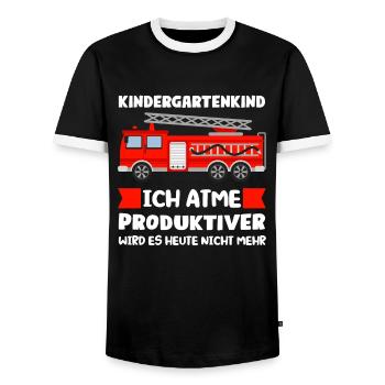 Kindergarten Feuerwehr Kita-Kind Geschenk - Männer Kontrast-T-Shirt - Schwarz/Weiß - Vorne - AI Model Female 172 light (172cm) & AI Model Male 178 light (178cm)
