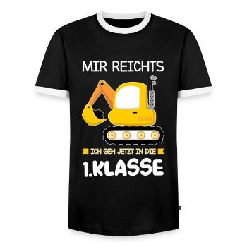 1.Klasse Bagger Schulanfänger Geschenk - Männer Kontrast-T-Shirt - Schwarz/Weiß - Vorne - AI Model Female 172 light (172cm) & AI Model Male 178 light (178cm)