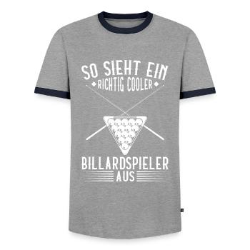 Billardspieler Billard Billard Spiel Geschenk - Männer Kontrast-T-Shirt - Grau/Navy  - Vorne - AI Model Female 172 light (172cm) & AI Model Male 178 light (178cm)